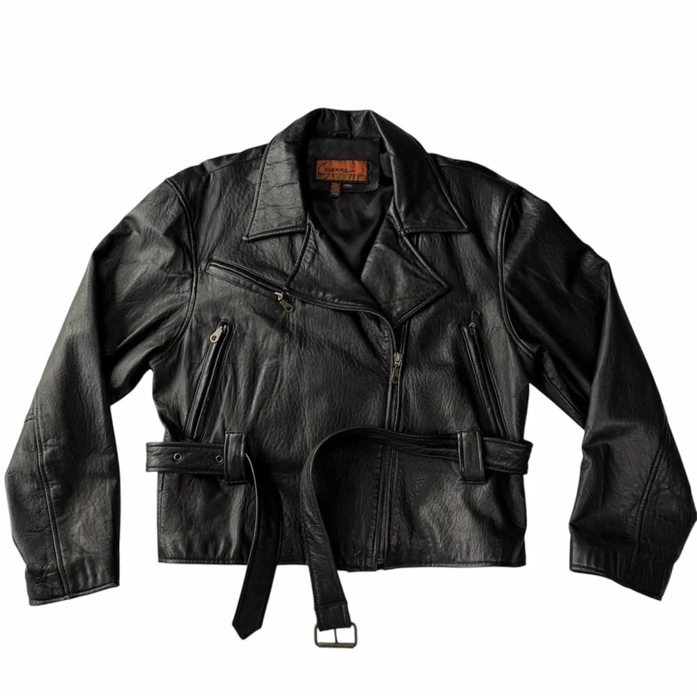 Cayenne Leather Buttery soft vintage leather moto jacket with belt size M
